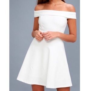 off the shoulder Lulu's white dress